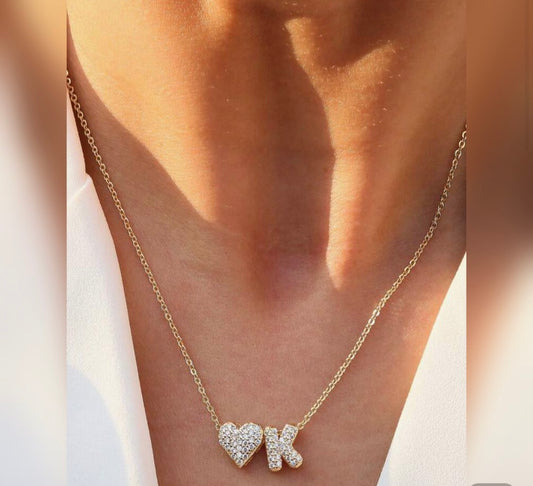 Initial necklace with heart and alphabet