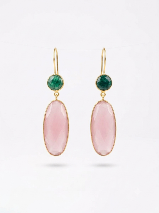 Dual-Gemstone Drop Earrings