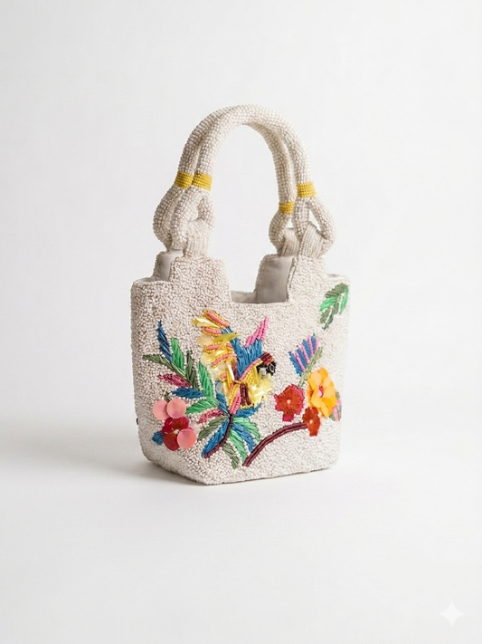 Hand beaded tropical bag