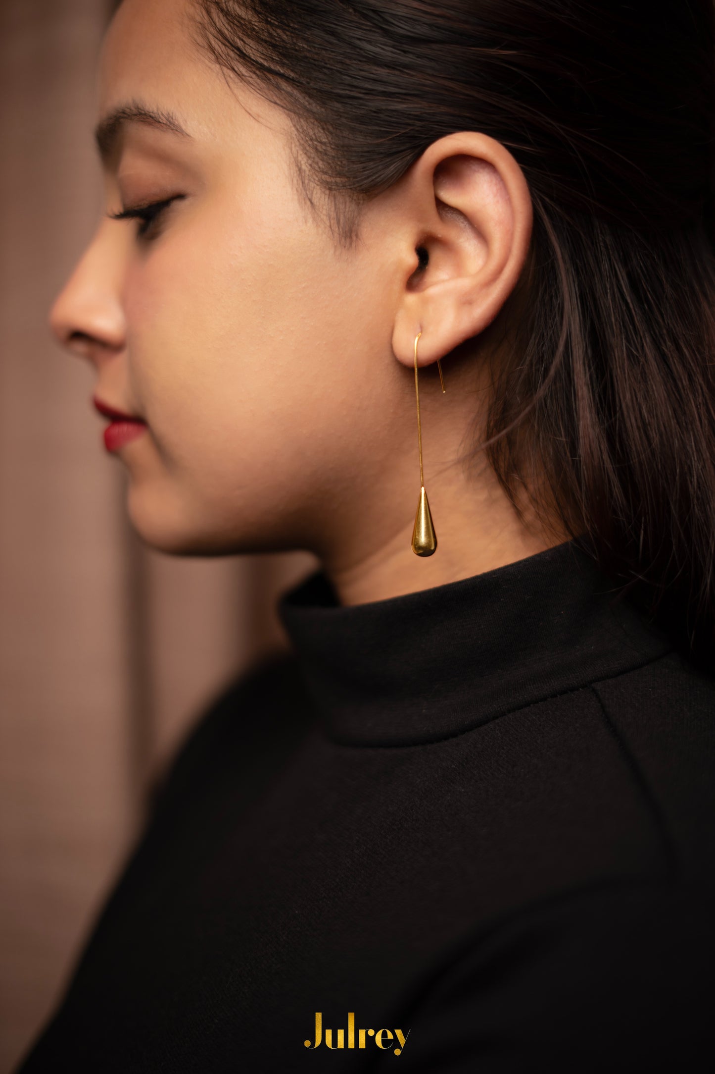 Sleek long drop earrings
