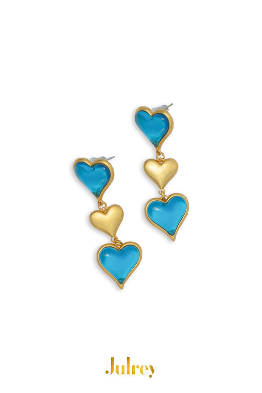 Triple Heart Drop Earrings