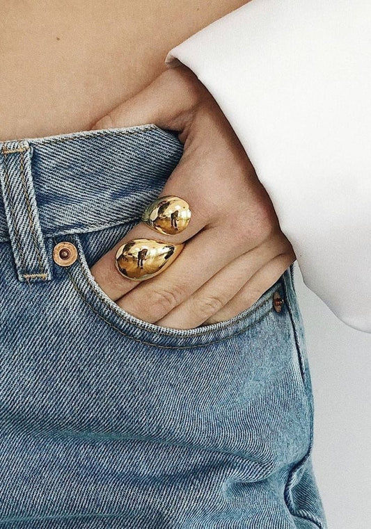 gold rings dual stud
