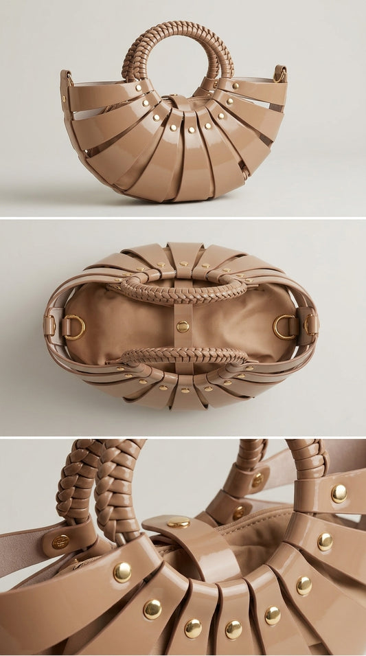 Beige Halo Crescent Bag