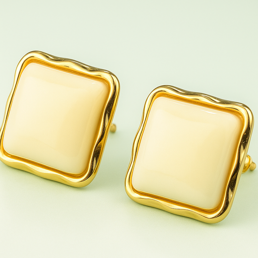 butter yellow square earring