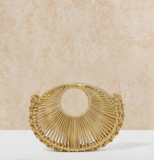 luxury golden woven handbag